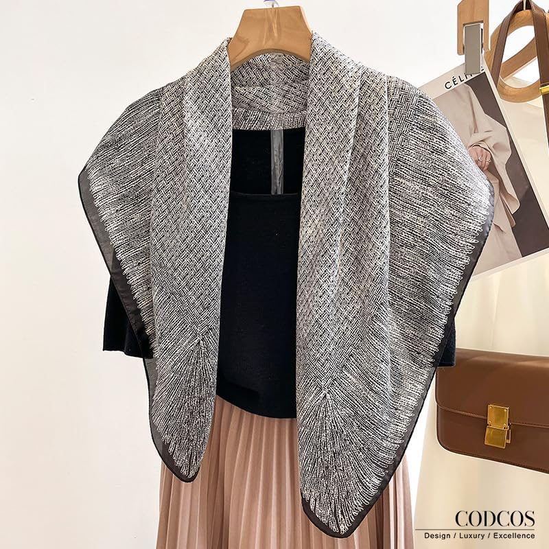 Women's Square Silk Like Head Scarf Large 35 inch Silk Feeling Hair Wrapping Satin Scarves for Sleeping Bandanas - color: A005 Twill Linen Grey