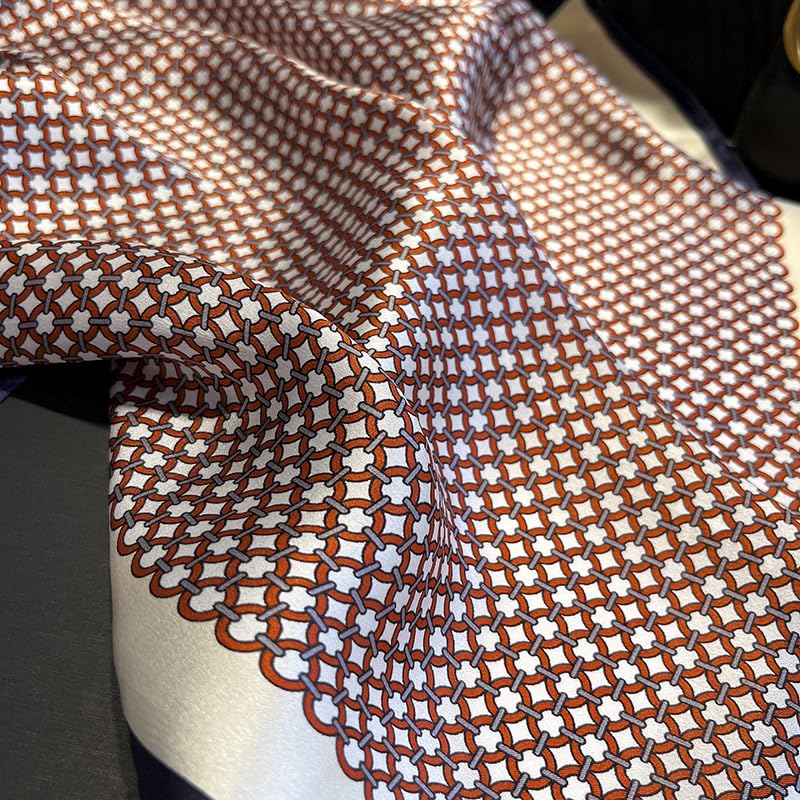 MEISEE 100% Pure Mulberry Silk Scarf 21" Square Scarf Neckerchief Headscarf Breathable Lightweight for Women Gift Packed - color: M3 Red White Geometric