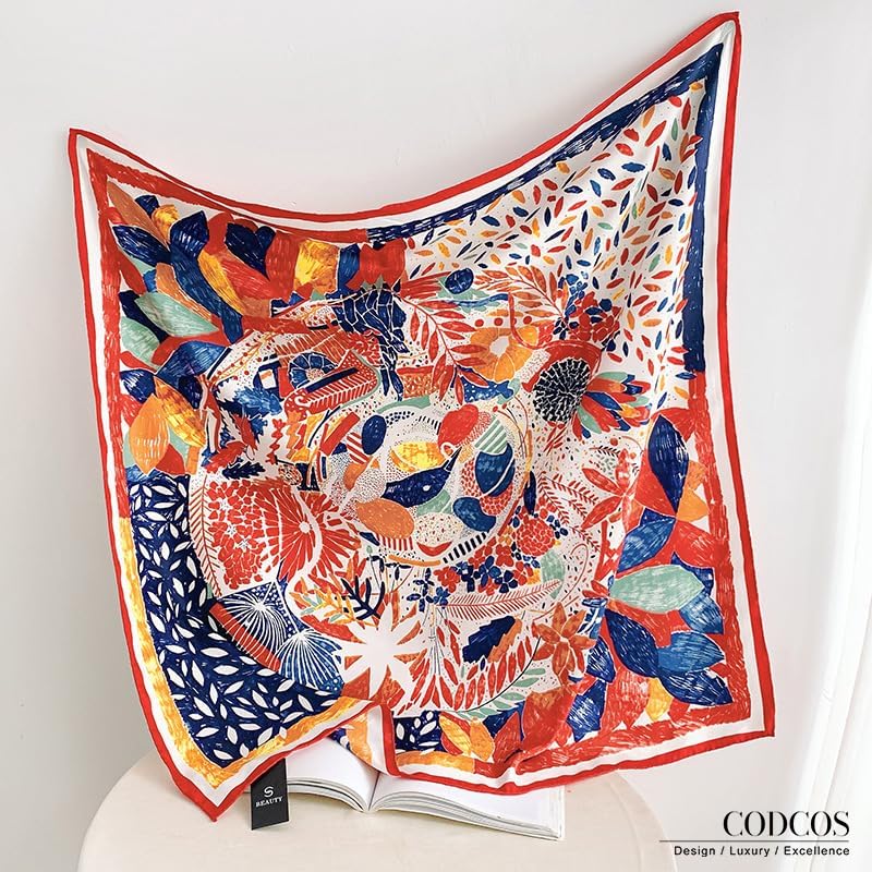 Women's Square Silk Like Head Scarf Large 35 inch Silk Feeling Hair Wrapping Satin Scarves for Sleeping Bandanas - color: A008-1 Twill Red