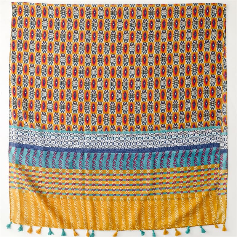 WZX Boho Scarf for Women, 70"x35" Large Lightweight Shawl Wrap for Travel, Sun Protection, Office & All-Season Wear - color: 017