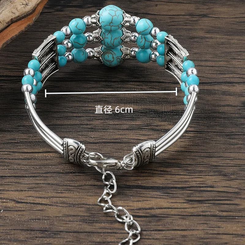 Western Bracelets for Women Vintage Chunky Turquoise Cuff Bracelet Turquoise Country Bracelets Adjustable Boho Cuff Bracelet Western Country Costume Jewelry Accessories - style: Style9