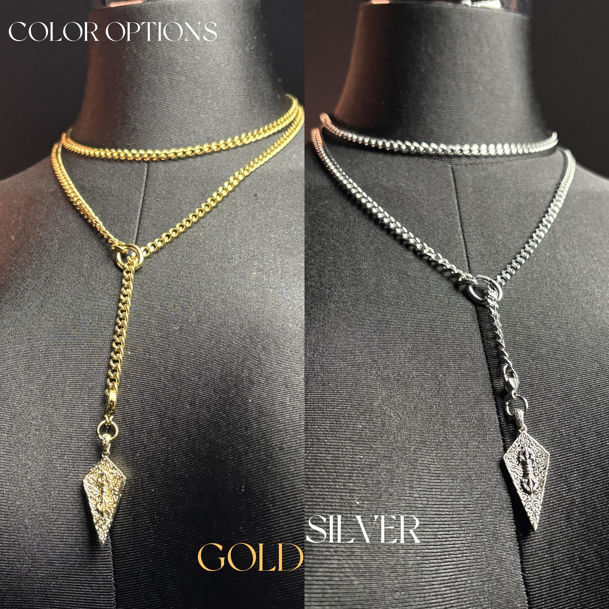 18K Gold Plated Knight's Shield Slip Chain for Women - color: 18KGold-Plated, size: 39''